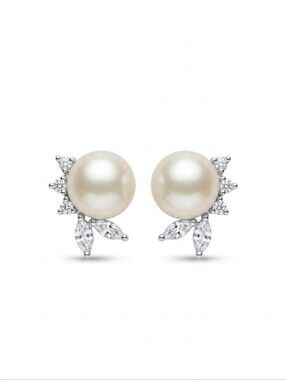 Francesca's Signature Silver Sterling Silver Cubic Zirconia Pearl Stub Earrings